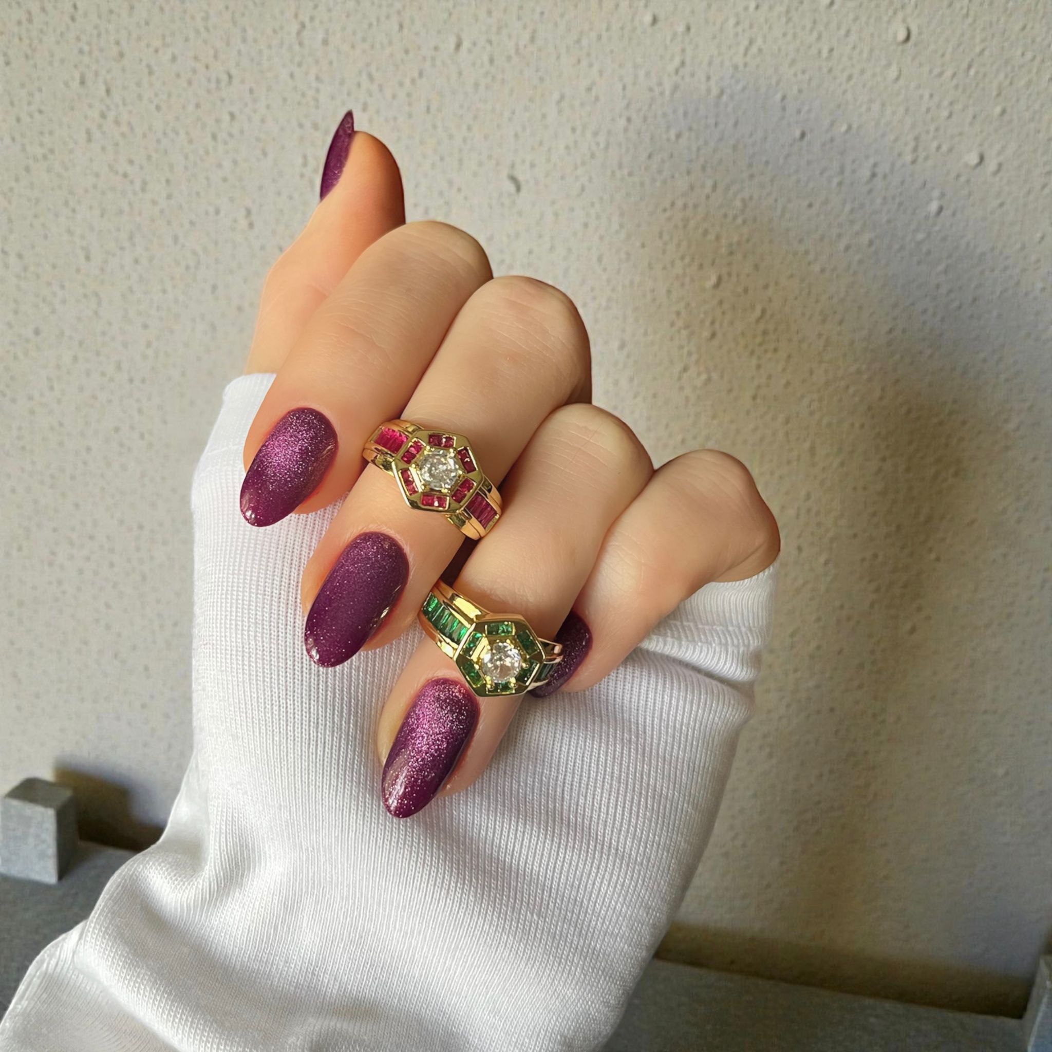 Pembe Taşlı Gold Yüzük